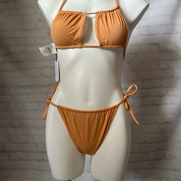 WEWOREWHAT RUCHED BANDEAU BIKINI (2pc) S Top M Bottom - Picture 2 of 9